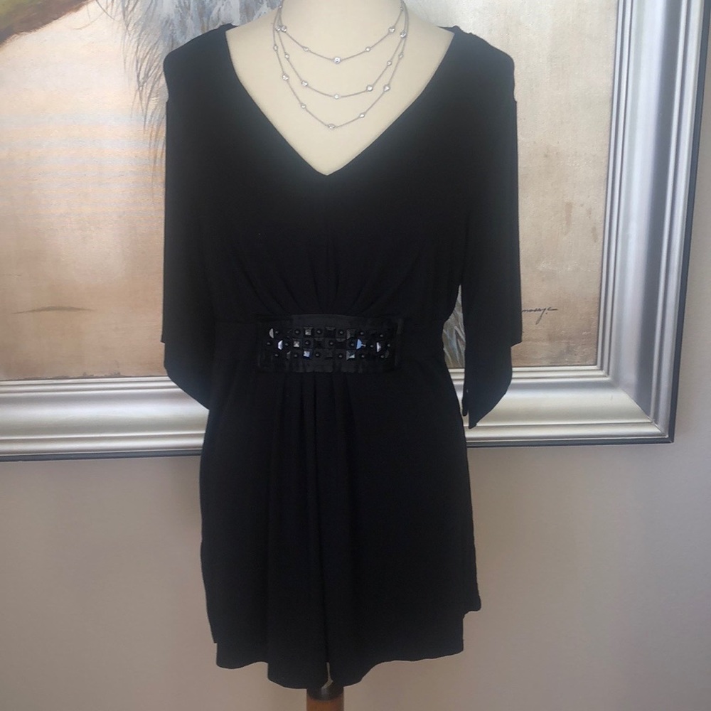 Beaded Waistband  V Neck With Shirt Blouse Top